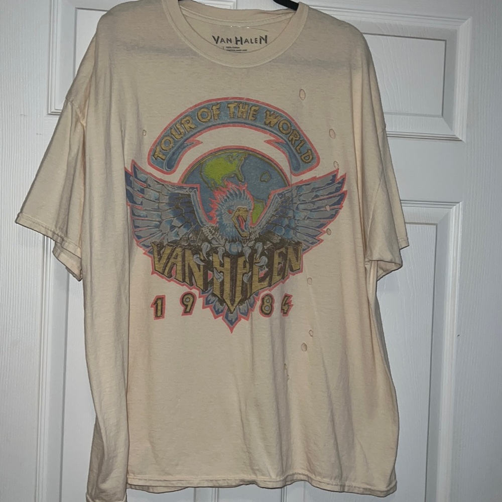 Distressed band tee